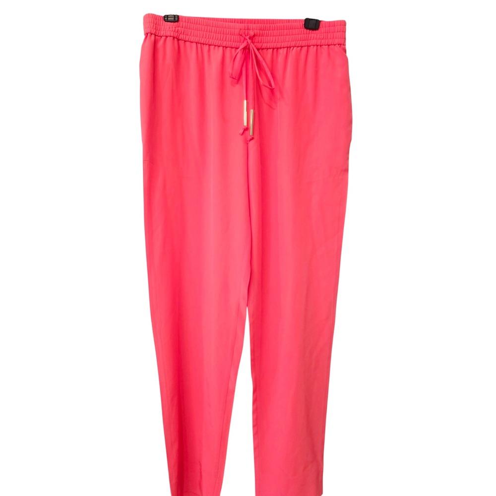 Diane‎ von Furstenberg DVF Pink 100% Silk Drawstring Jogger Pants Size 2 Coral